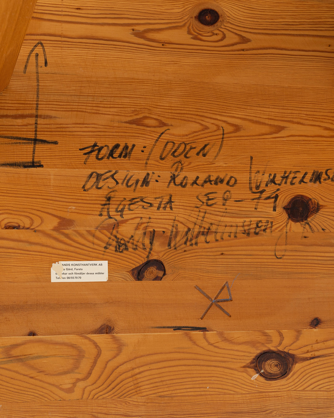 Roland Wilhelmsson dining table, vintage design piece, in AM Designs showroom, Antwerpen