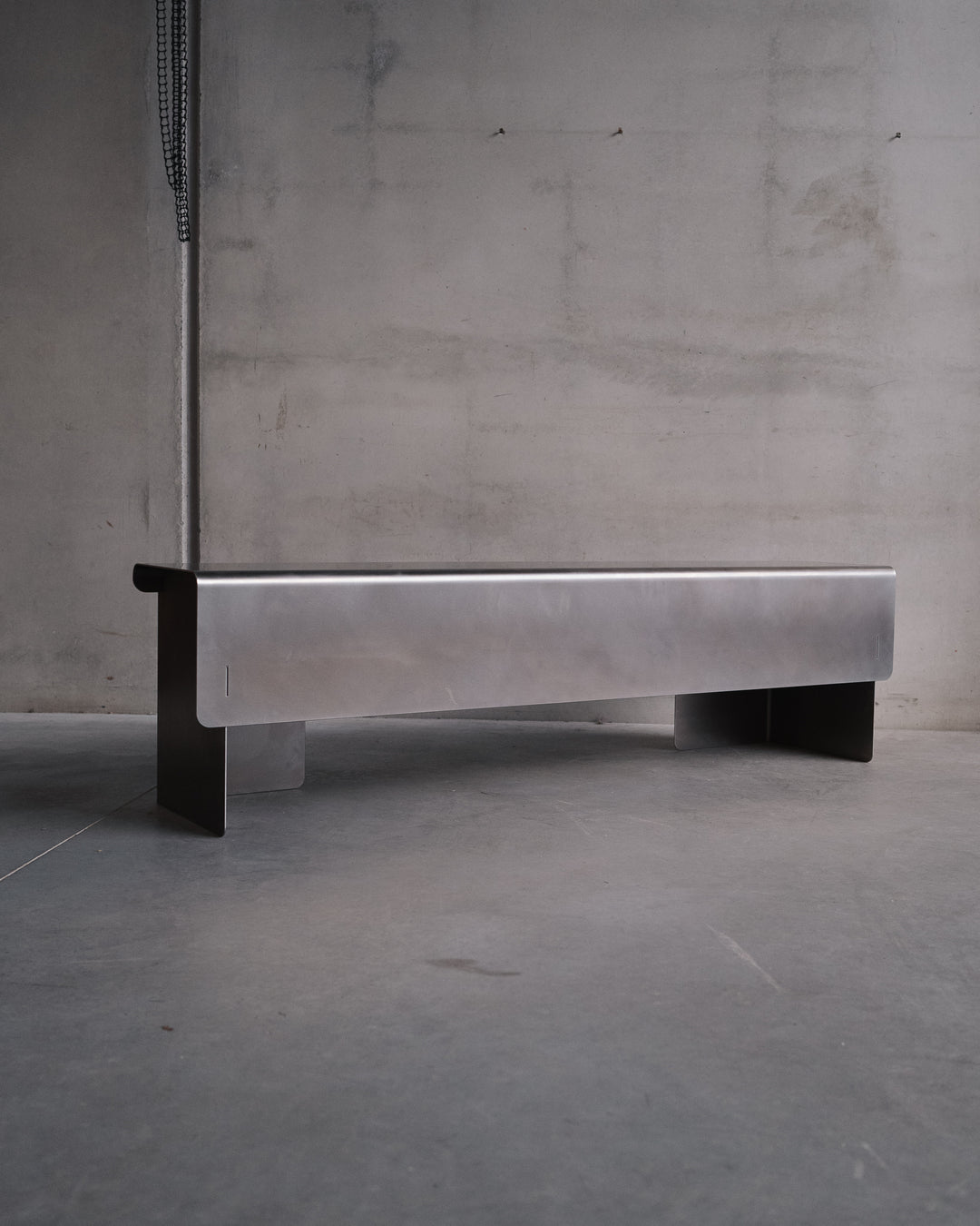 Stainless Steel Bench, in AM Designs showroom, Antwerpen