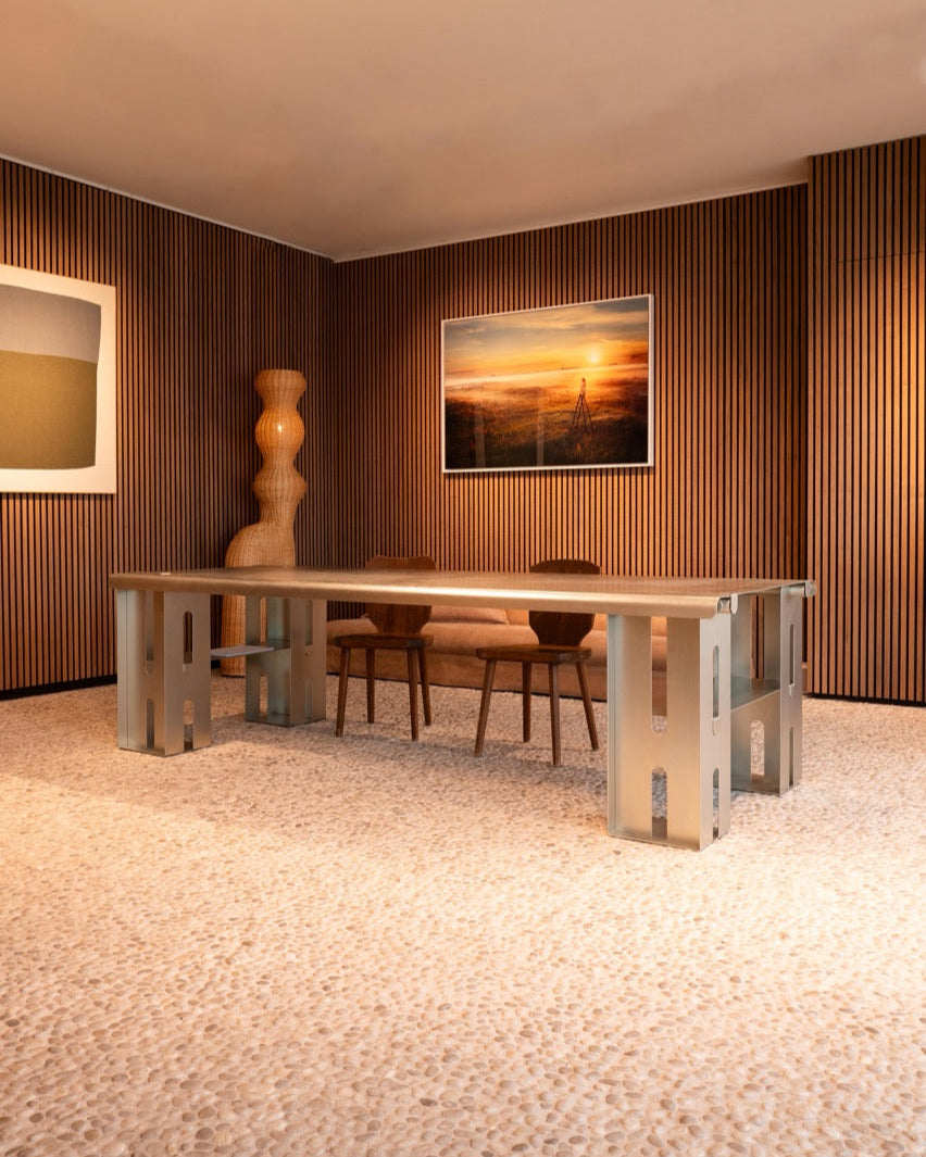 Stainless Steel Dining Table SZ_02, in AM Designs showroom, Antwerpen