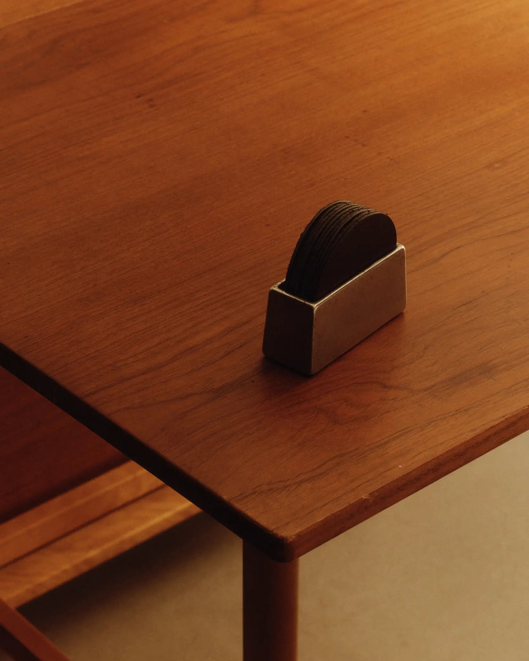 Coaster Holder Brass, in AM Designs showroom, Antwerpen