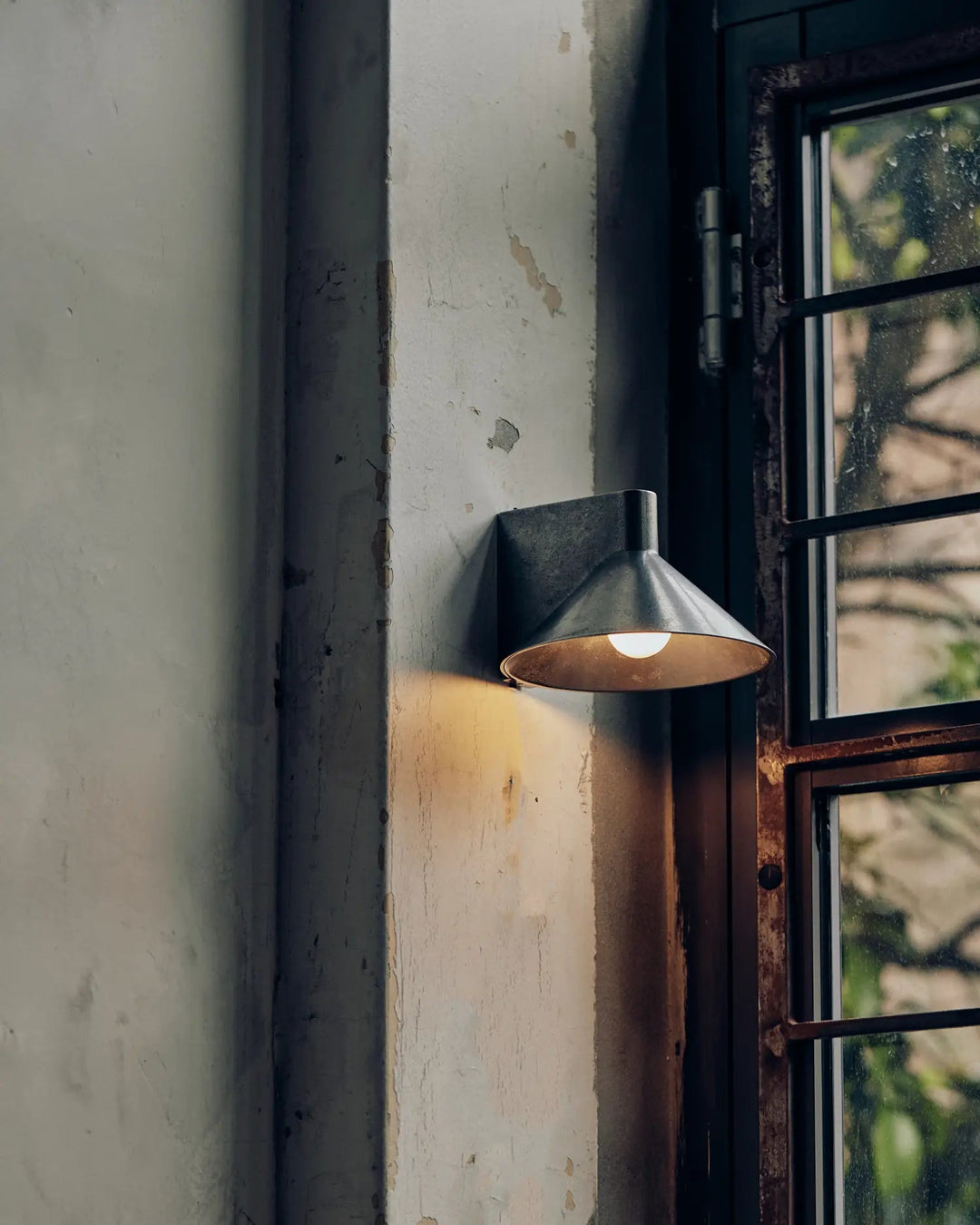 Conical Wall Light Satin Steel