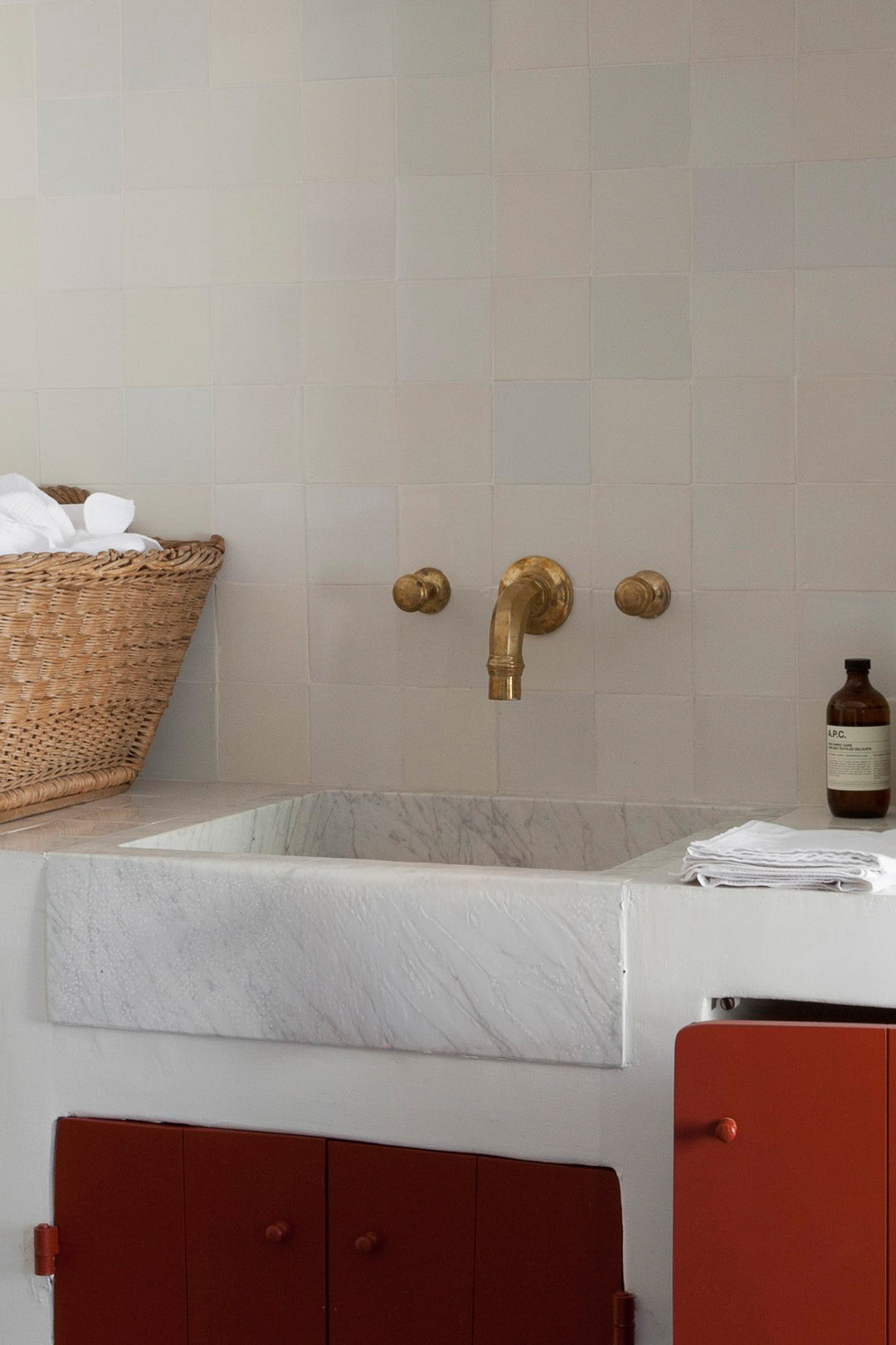 Wall-mounted three hole basin mixer